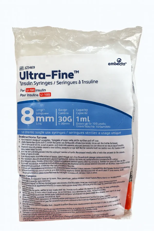 10. Insulin Syringes Ultra-Fine Insulin Syringes U-100 8mm 30G 1mL