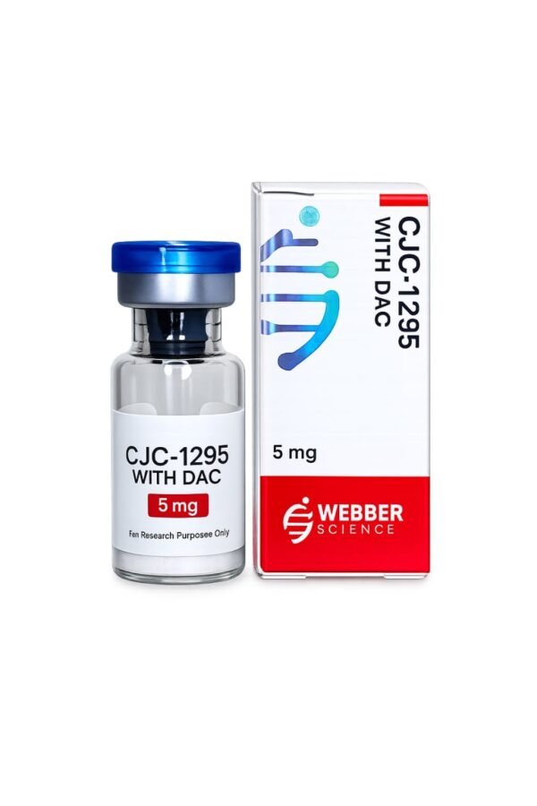 CJC-1295 with DAC 5mg WebberScience product image CJC-1295 with DAC 5mg WebberScience research peptide vial and box