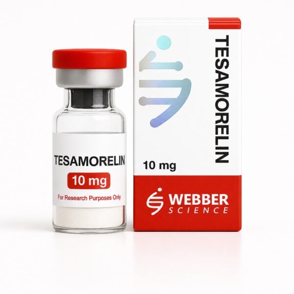 Tesamorelin 10mg Webber Science Tesamorelin 10mg Webber Science research peptide vial and box